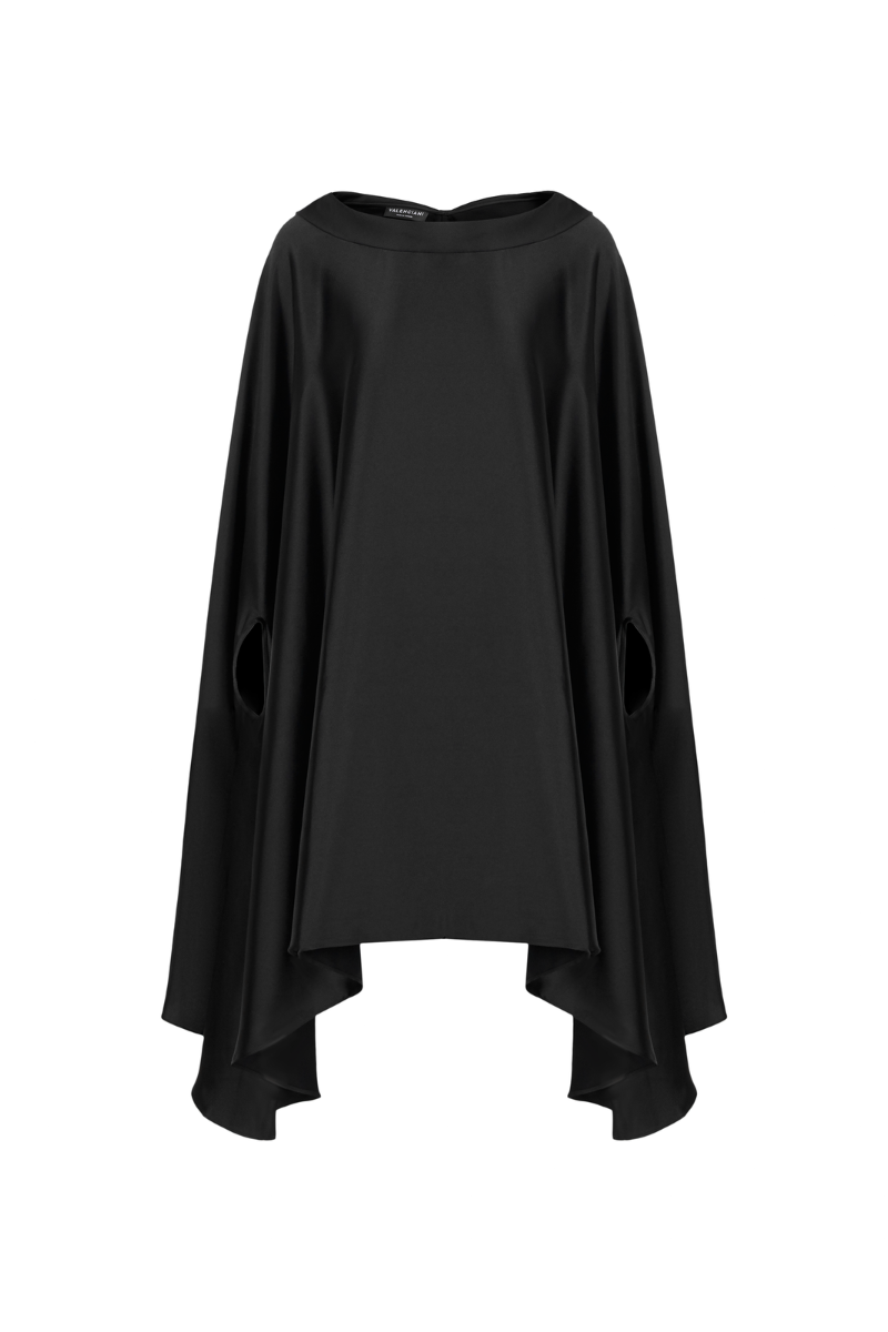 EMMALYN FLARED BATWING SLEEVED SILK SATIN MINI DRESS - CULT MIA