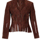 Double A Brianna suede brown jacket, stylish and fitted, shown on a model with front view and detailed collar in the image.