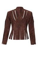 Double A Brianna suede brown jacket, stylish women's outerwear with a classic fit and soft texture, shown in a close-up image.