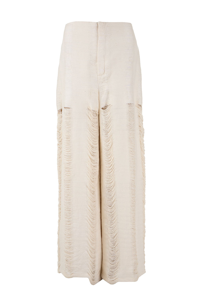 Maz Manuela Álvarez Bridge Weave blazer pants in ivory, featuring a tailored fit and stylish woven fabric design.