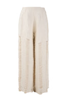 Maz Manuela Álvarez ivory Bridge Weave blazer pants shown front view, featuring tailored design and smooth fabric.