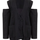 Black Bridge Weave blazer suit by MAZ Manuela Álvarez featuring a tailored fit and classic design for sophisticated style.