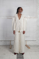 Maz Manuela Álvarez ivory Bridge Weave blazer suit, tailored fit, featuring a classic lapel and structured design.