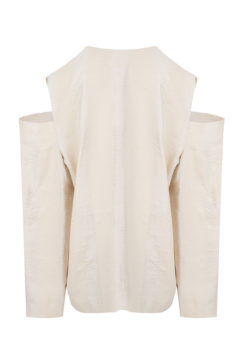 Ivory Bridge Weave blazer suit by MAZ Manuela Álvarez, featuring tailored fit and textured fabric for a sophisticated look.