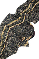 Brown Brocot silk scarf by Amel Batita featuring intricate woven detailing for elegant accessory wear.