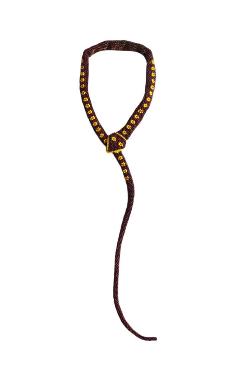 GUARDIAN SNAKE NECKLACE IN BROWN - CULT MIA