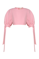 Pink Liya Bubble Bow Top featuring a playful bubble design and a stylish bow detail, perfect for trendy casual wear.
