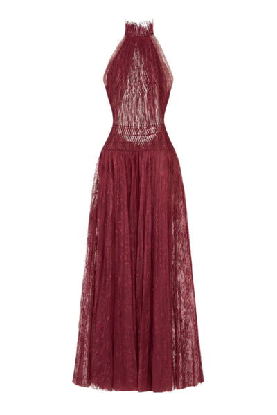 BURGUNDY SMOCKED LACE MAXI DRESS | CULT MIA