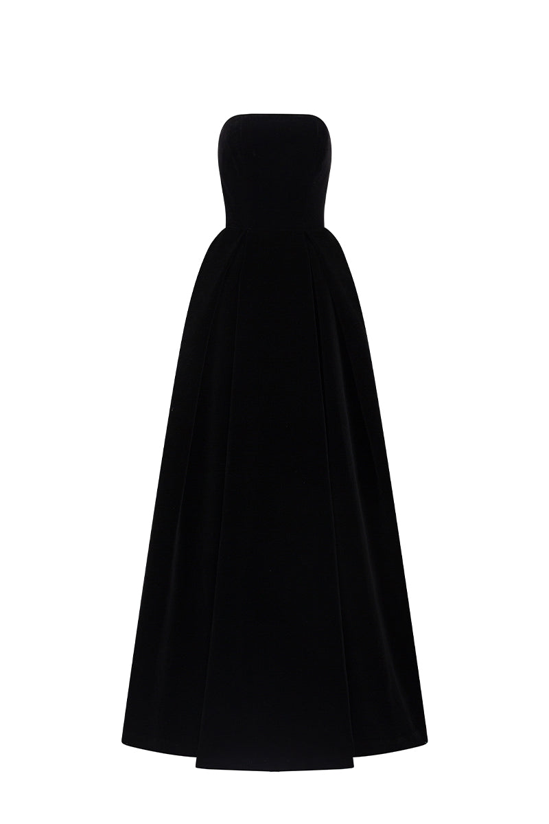 I.H.F Mirabelle Lyon velvet and jacquard gown features an A-line silhouette with a mini cape, elegant evening wear.