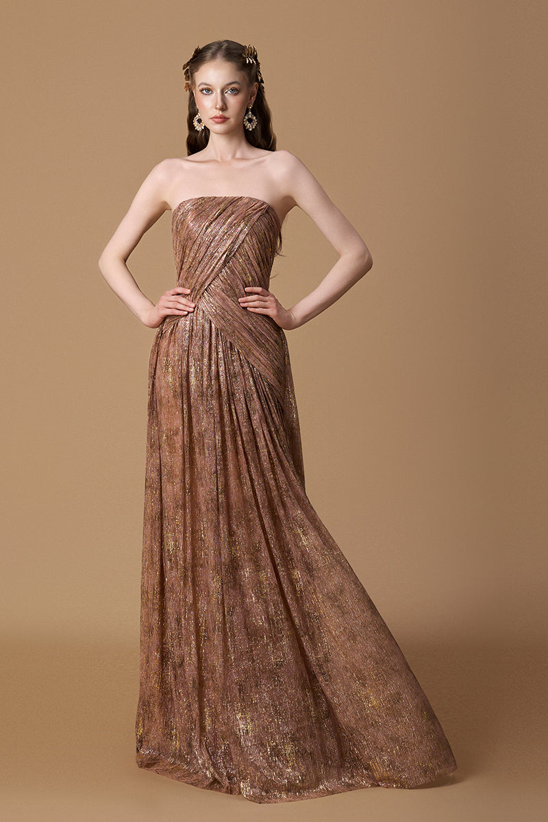 TIE-DYE METALLIC CHIFFON GOWN | CULT MIA | I.H.F TIE-DYE METALLIC CHIFFON GOWN | CULT MIA | I.H.F