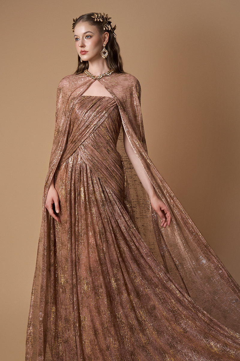TIE-DYE METALLIC CHIFFON GOWN | CULT MIA | I.H.F TIE-DYE METALLIC CHIFFON GOWN | CULT MIA | I.H.F