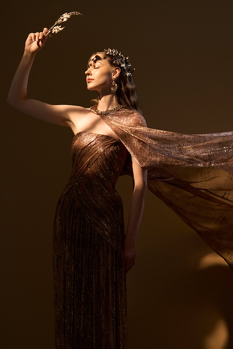 TIE-DYE METALLIC CHIFFON GOWN | CULT MIA