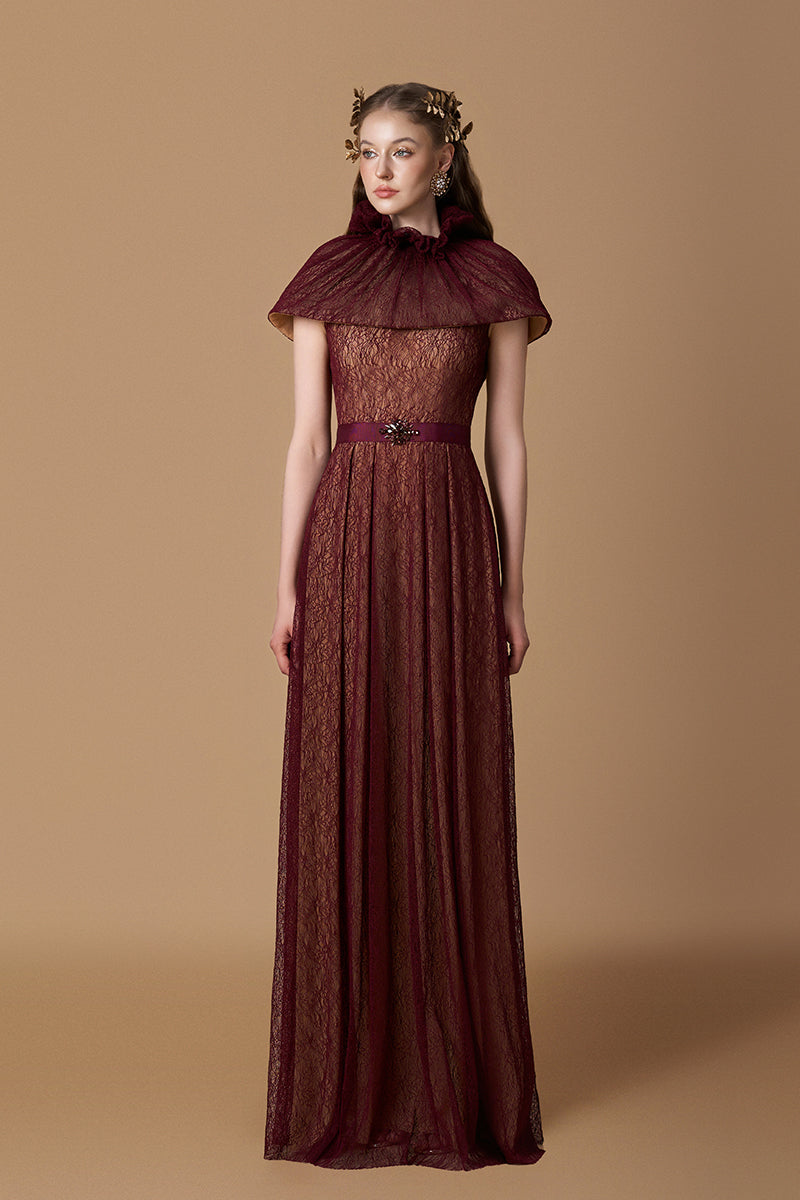 VINE GUIPURE LACE MAXI DRESS IN BORDEAUX | CULT MIA | I.H.F VINE GUIPURE LACE MAXI DRESS IN BORDEAUX | CULT MIA | I.H.F