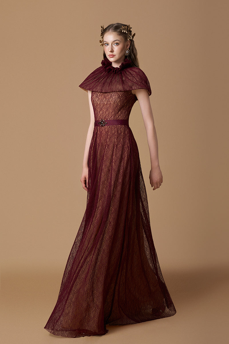 VINE GUIPURE LACE MAXI DRESS IN BORDEAUX | CULT MIA | I.H.F VINE GUIPURE LACE MAXI DRESS IN BORDEAUX | CULT MIA | I.H.F