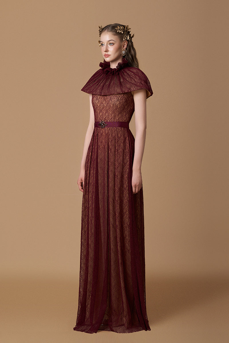 VINE GUIPURE LACE MAXI DRESS IN BORDEAUX | CULT MIA | I.H.F VINE GUIPURE LACE MAXI DRESS IN BORDEAUX | CULT MIA | I.H.F