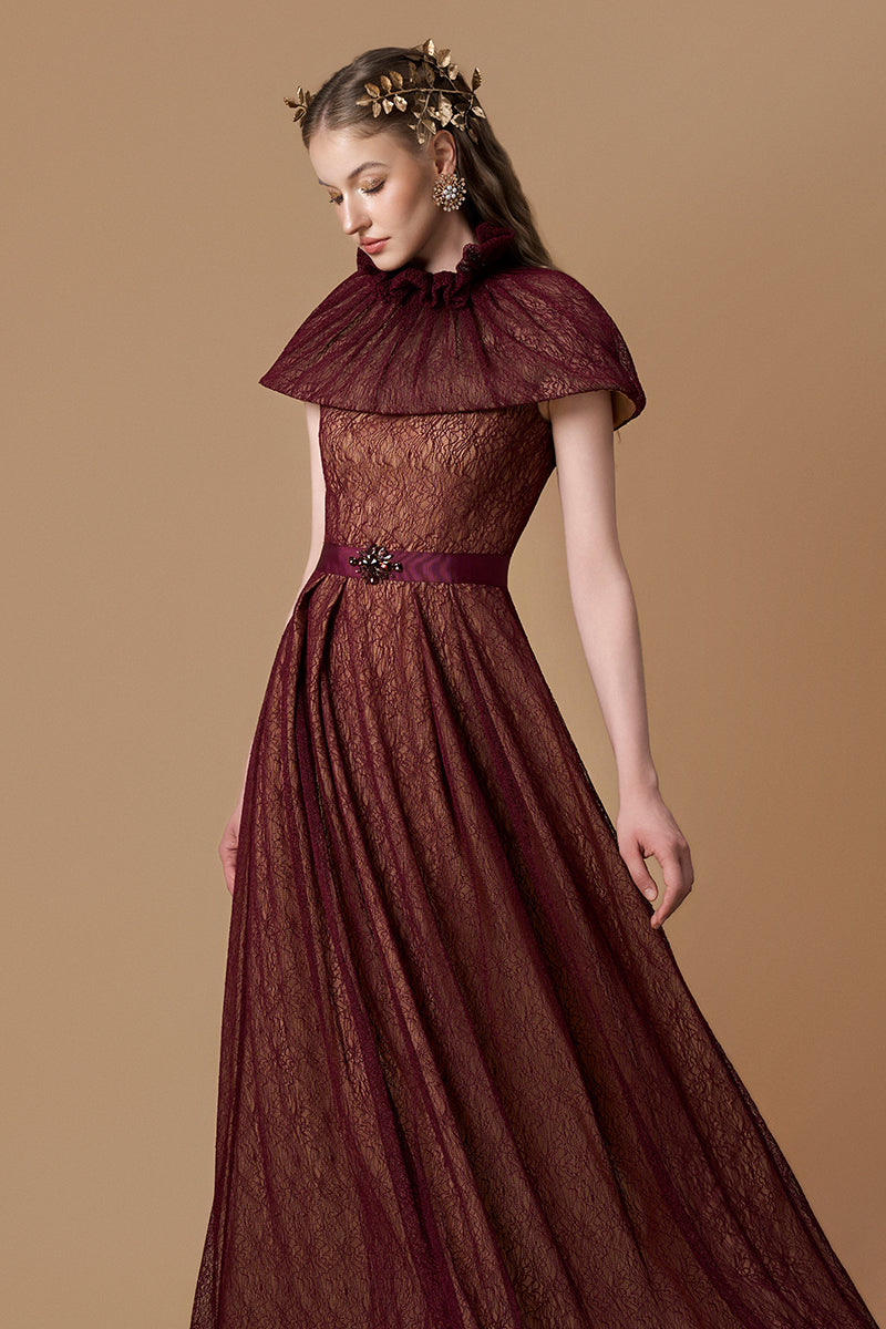 guipure lace evening dress Veva Guipure Lace Corset Maxi Dress (Black)