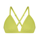 Sayya lime bustier top with fitted design and adjustable straps, shown on a mannequin.