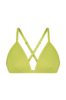Sayya lime bustier top with fitted design and adjustable straps, shown on a mannequin.