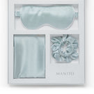 Manito Sleeping Beauty gift box with soft blue hair accessories, including hair clips and scrunchies, in a decorative packaging.