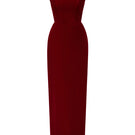 Dark red velvet Lyon midi column gown by I.H.F Studio featuring a heart-shaped neckline and crystal embellishments.