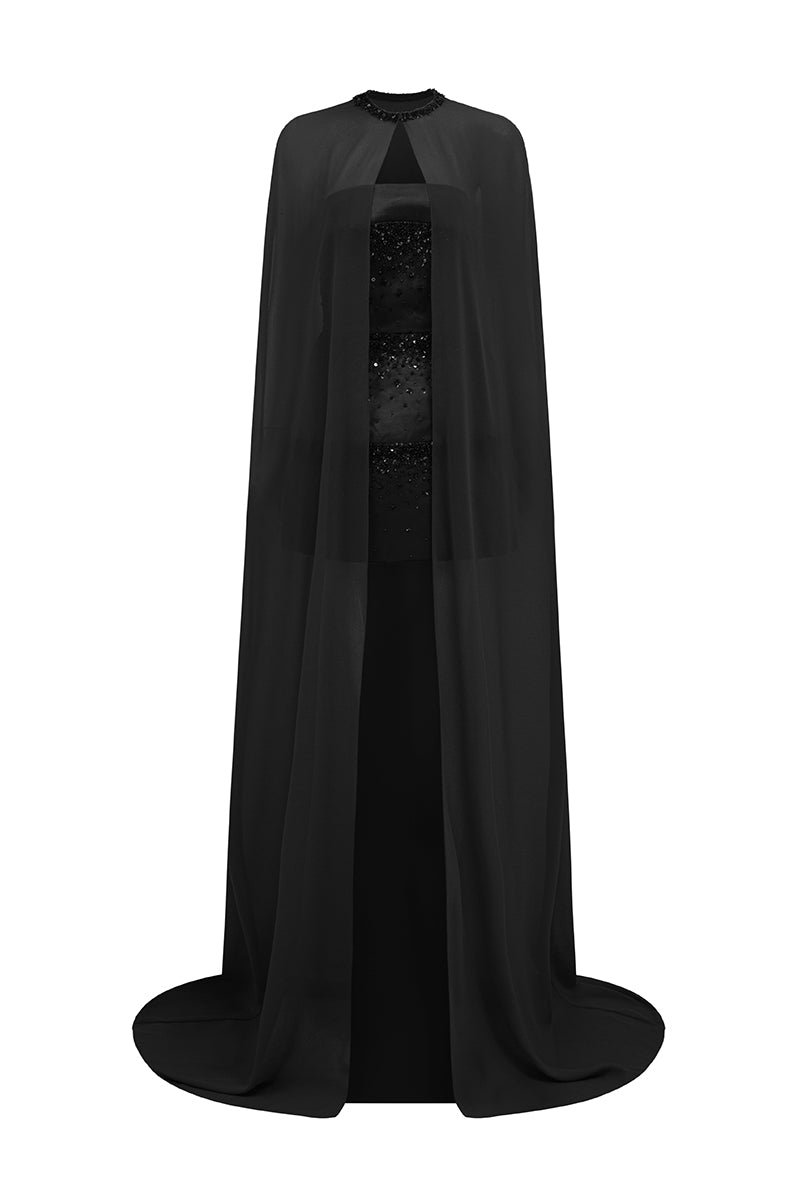 GODDESS SILK TAFFETA & CHIFFON MINI DRESS