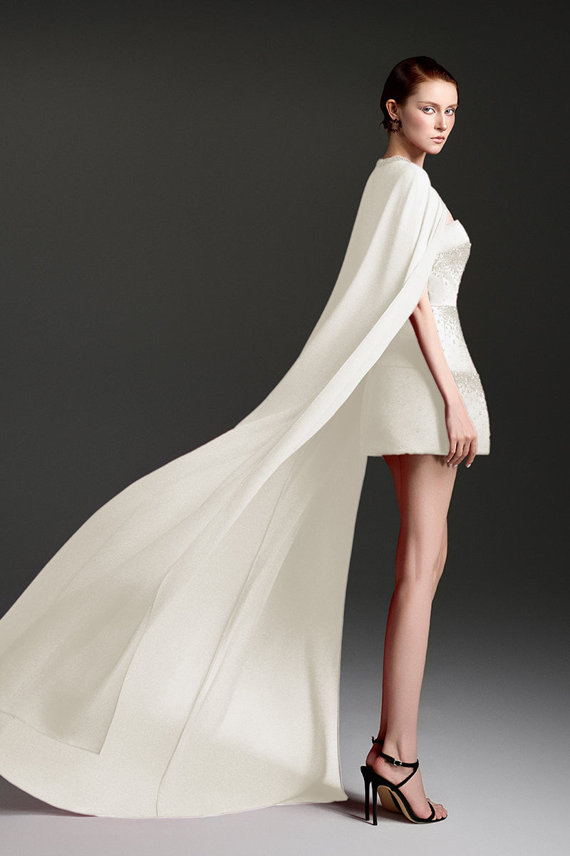 GODDESS SILK TAFFETA & CHIFFON MINI DRESS - CULT MIA