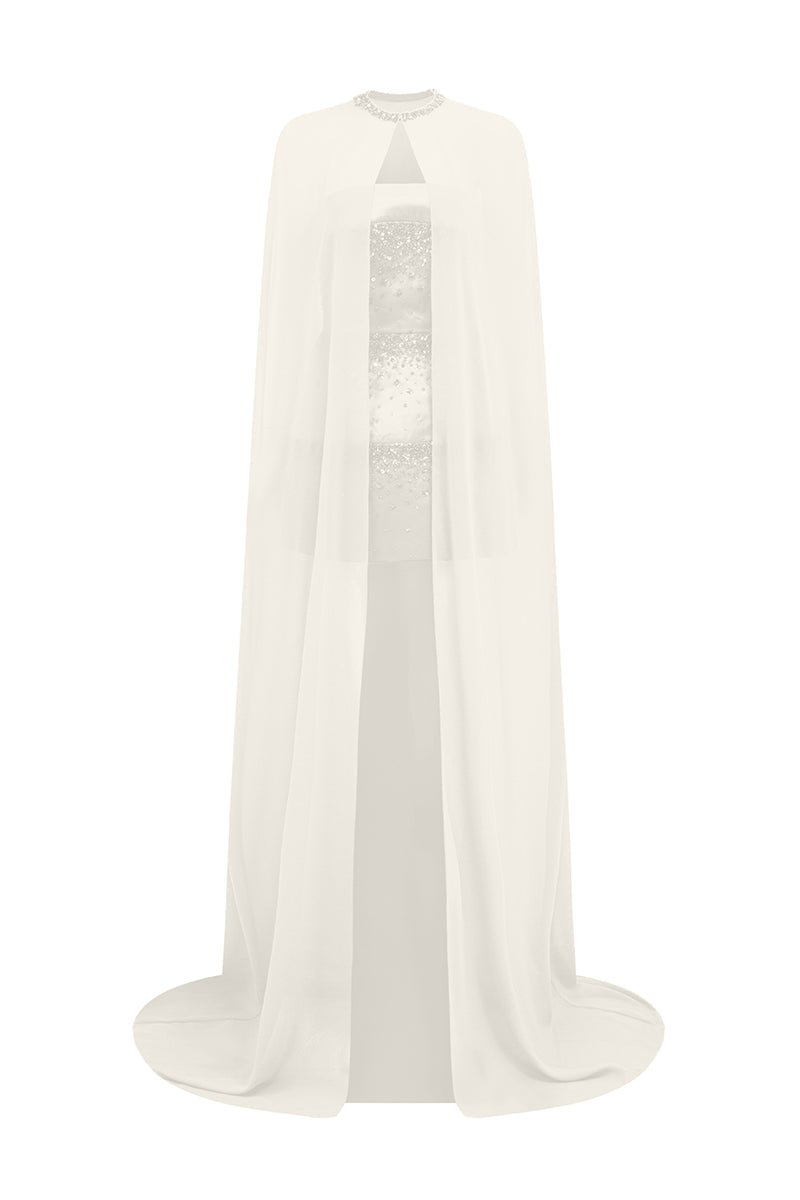 GODDESS SILK TAFFETA & CHIFFON MINI DRESS