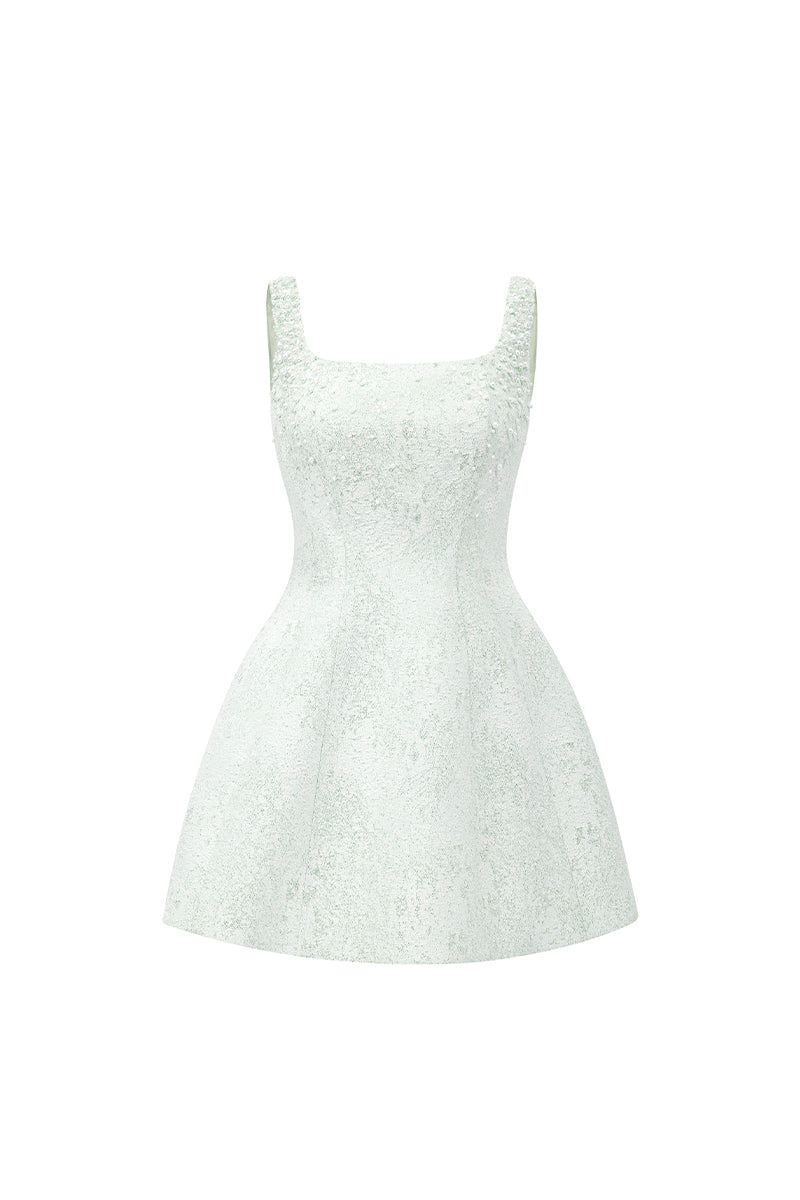 SILK LINED LACQUERED BROCADE MINI DRESS - CULT MIA