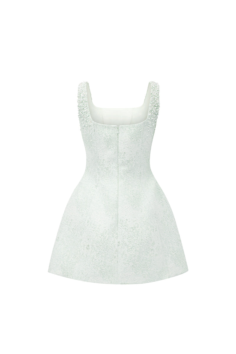 SILK LINED LACQUERED BROCADE MINI DRESS - CULT MIA