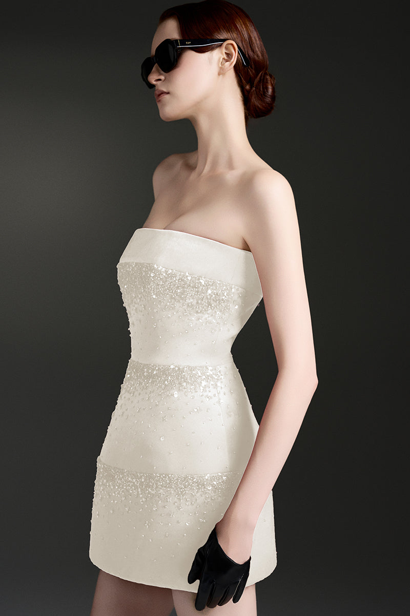 LUMINOUS SILK TAFFETA MINI DRESS - CULT MIA