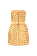 Yellow smocked silk bustier mini dress by I.H.F Studio, featuring a fitted bodice and stylish mini length.