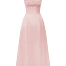 Light pink silk taffeta trapeze A-line gown with crystal embellishments by I.H.F Studio, featuring a flowing silhouette and elegant design.