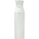 Light gray taffeta column gown by I.H.F Studio from the CULT MIA X I.H.F collection, shown on a dress form.