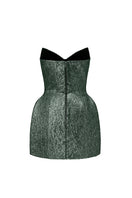 Green Lotus Jacquard mini column dress by I.H.F Studio, featuring intricate fabric design and fitted silhouette.