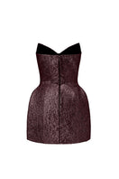 I.H.F Studio Lotus Jacquard mini column dress in fuchsia, featuring intricate jacquard pattern and fitted silhouette.
