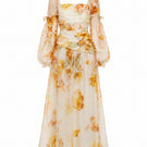 BY HAÓ Solène draped maxi dress in multi with flowing fabric and elegant silhouette, perfect for stylish occasions.