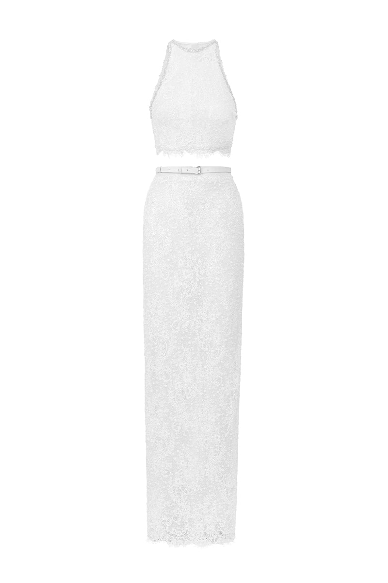 white dress with mesh top Bridal top mesh 6 US / Natural White