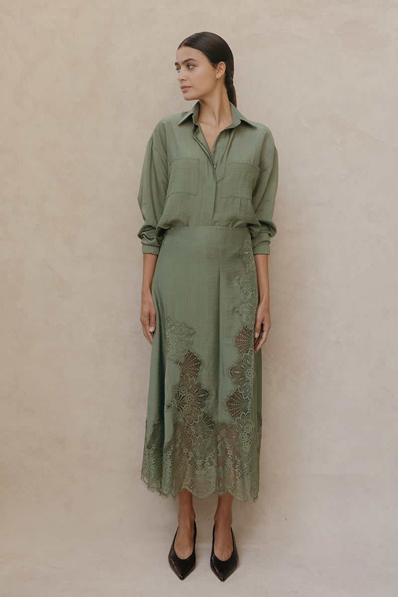 SALOME SKIRT IN OLIVE GREEN