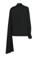 Tagg cape blouse top with flowing fabric, stylish neckline, and long sleeves, perfect for a chic, sophisticated look.