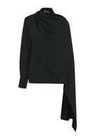Tagg cape blouse, stylish women's top with flowing fabric and detailed design, perfect for versatile fashion looks.