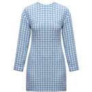 Sky blue tweed mini dress by UNDRESS, featuring a stylish tailored fit and classic design, perfect for a chic daytime look.