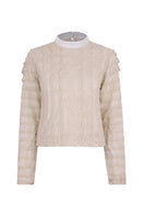 Lorena Saravia Catalina blouse showing front view, stylish tops with a fitted design and elegant details.