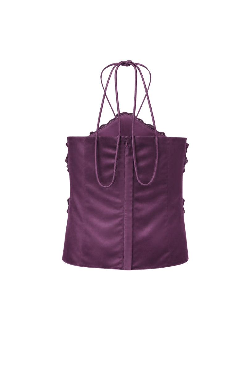 Tinta Latina Cayena top in purple print, stylish women's blouse with vibrant purple and white patterns, casual and trendy fit.