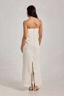 White maxi dress by Summer Away, flowy COMO dress with elegant design, perfect for summer events and casual outings.
