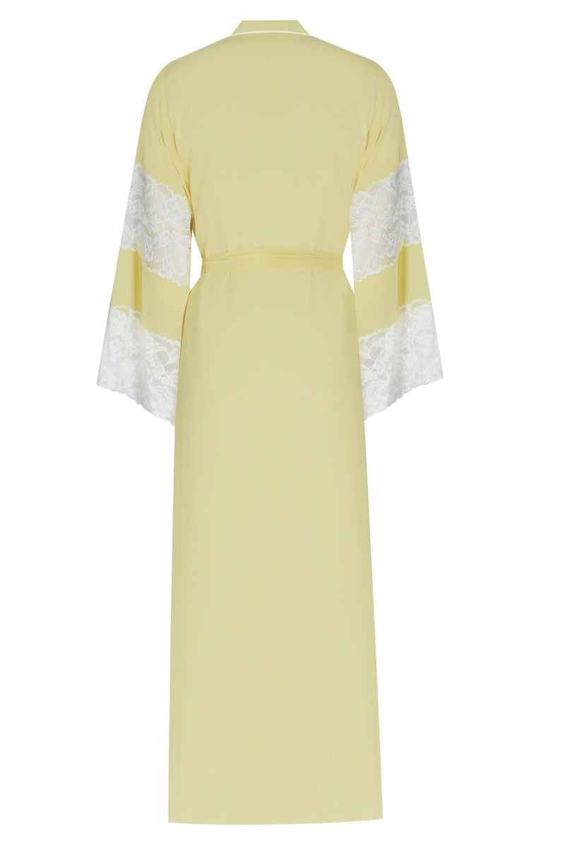 Bocan Couture Celeste silky chiffon kimono robe with flowing fabric and delicate design, perfect for elegant loungewear.