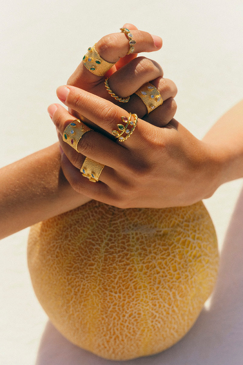 Peracas Cesare ring in multi-color design, featuring a stylish and modern ring with vibrant hues and intricate details.