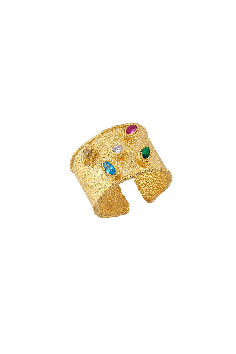Peracas Cesare multi-colored ring featuring a bold, stylish design with vibrant hues and modern metal accents.