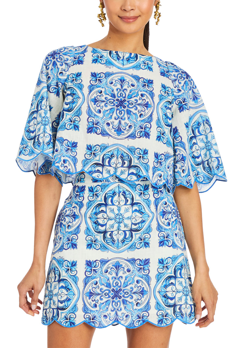 PILAR MINI SKIRT IN AZULEJO BLUE - CULT MIA