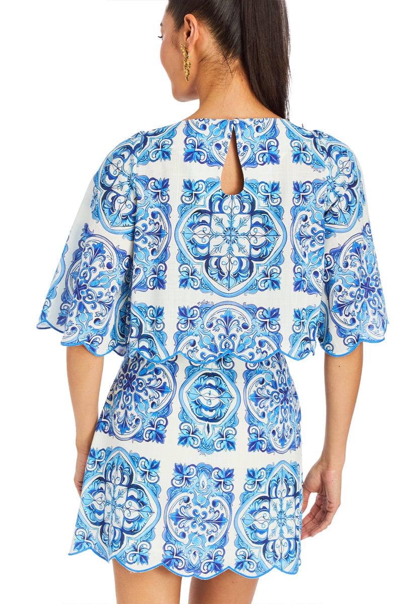 PILAR MINI SKIRT IN AZULEJO BLUE - CULT MIA