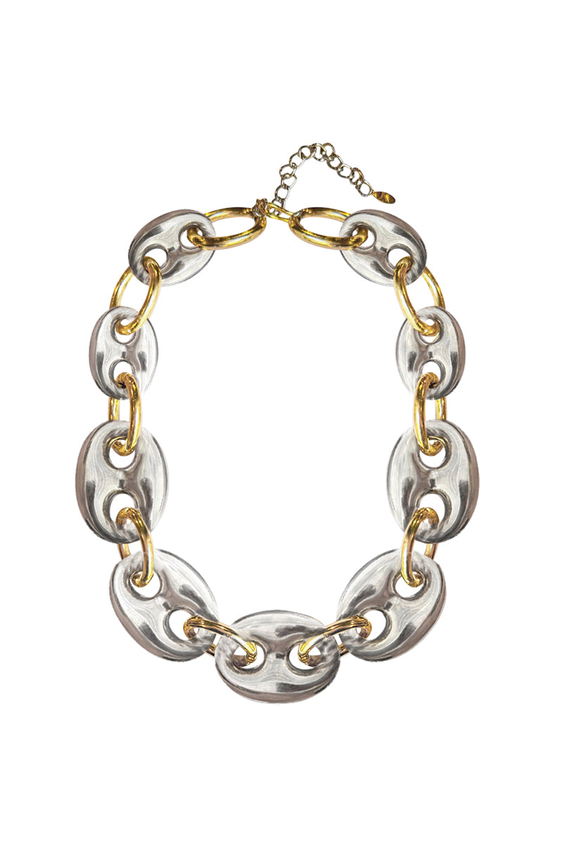 Silver chunky chain necklace by Jessica K featuring bold, thick links perfect for a statement jewelry look.